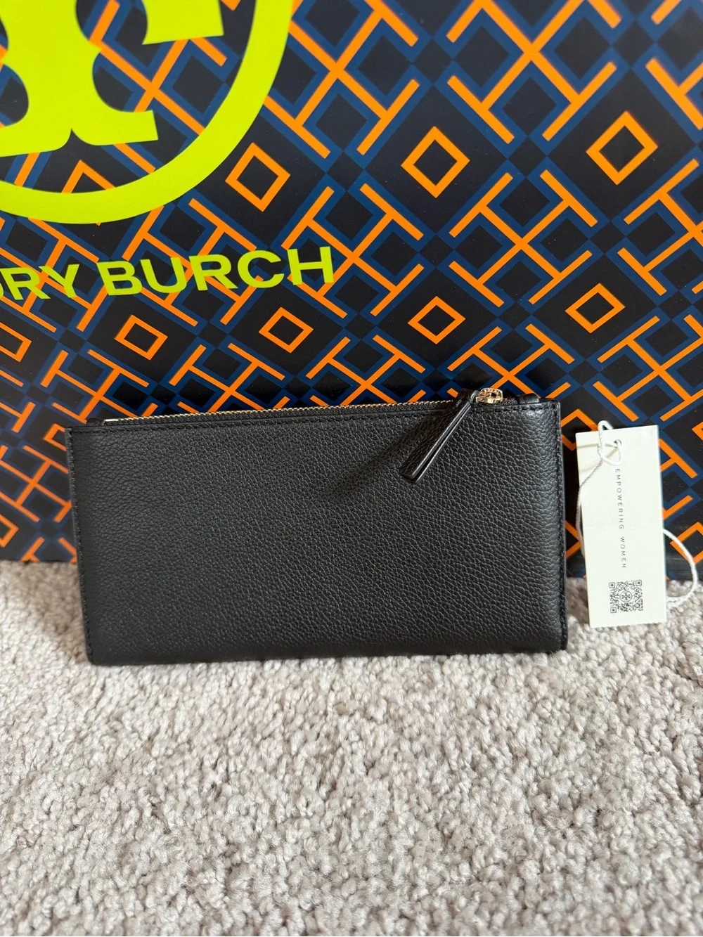 Tory Burch Blake Slim Wallet Black Gold